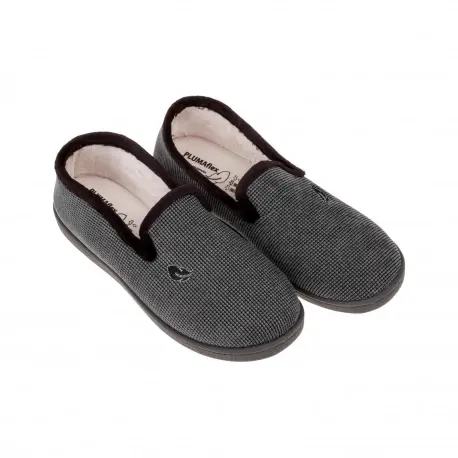 Zapatillas de Estar por Casa Hombre Invierno Cerradas Pana Londres marrón gris y azul marino Plumaflex 12249