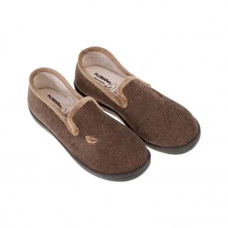 Zapatillas de Estar por Casa Hombre Invierno Cerradas Pana Londres marrón gris y azul marino Plumaflex 12249