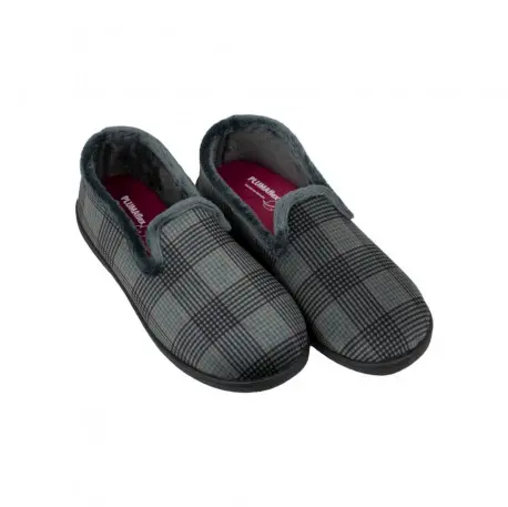 Zapatilla de hombre de estar por casa Invierno Cerrada Azul Gris y Marrón de Pana Plumaflex 12269 Talla 46