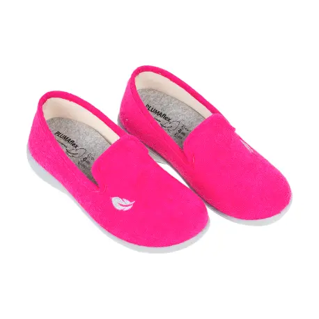 Zapatilla Casa Mujer Verano Cerrada Rizo Cuña Plumaflex 14501 Fucsia/Azul