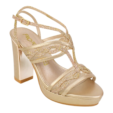 Sandalias de Fiesta con Tacón Ancho y Plantilla de Piel - Prestigio C-542