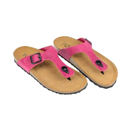 Sandalia Esclava de Piel Amarillo Blanco Fucsia Marron Negro Marron Chocolate con Hebilla Suver 520011