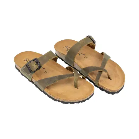 Sandalias Blanco Marron Negro Plomo Verde Hebilla Dedo Piso Fino Suver 520012