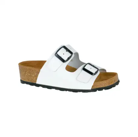 Sandalias Bio de Piel para Mujer con Doble Hebilla y Cuña de Corcho - Suver 130015