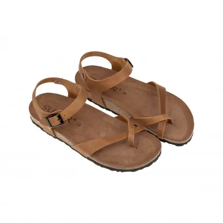 Sandalias Bio de Mujer Blancas Marrones y Negras Entrededo Pulsera de Piel Suver 520014