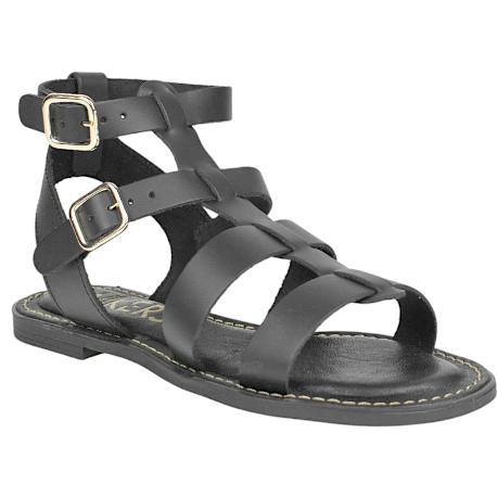 Sandalias Romanas de Piel para Mujer con Doble Hebilla y Suela Plana - Wikers R-77804