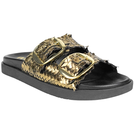 Sandalias Bio de Piel Trenzada Wikers para Mujer con Doble Hebilla - R-64787