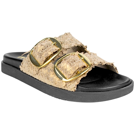 Sandalias Bio de Piel Trenzada Wikers para Mujer con Doble Hebilla - R-64787