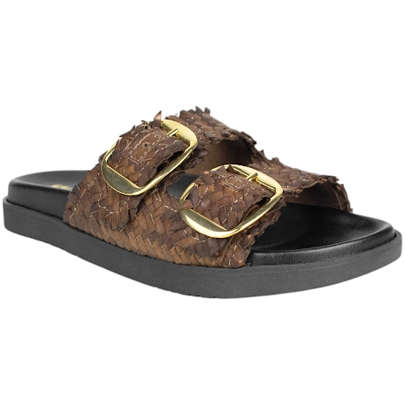 Sandalias Bio de Piel Trenzada Wikers para Mujer con Doble Hebilla - R-64787