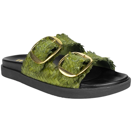 Sandalias Bio de Piel Trenzada Wikers para Mujer con Doble Hebilla - R-64787