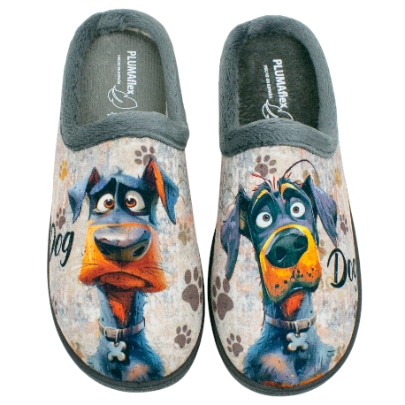 Zapatilla Descalza Plumaflex Plana Gris Dog 12229