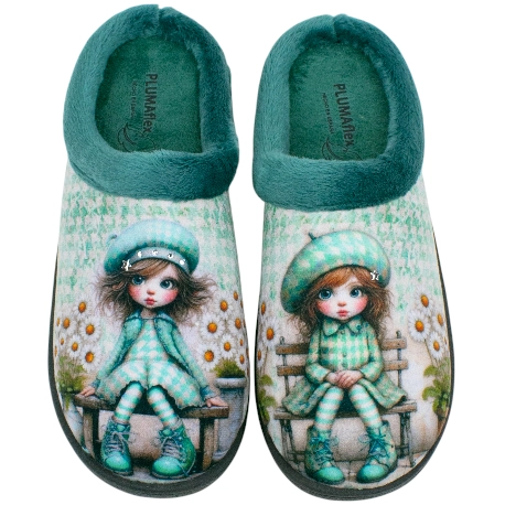 Zapatilla Descalza Plana Azul Niña Banco Plumaflex 12213