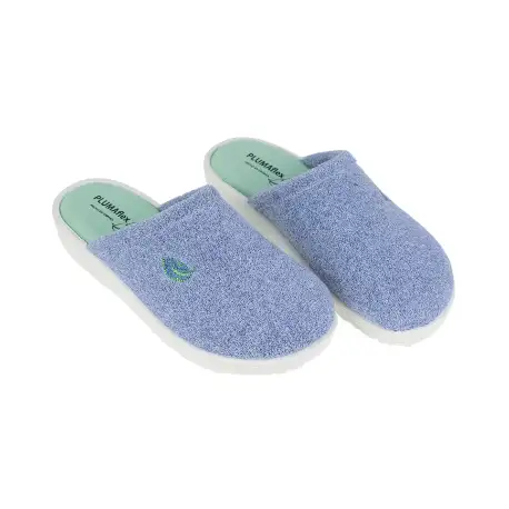 Zapatilla Casa Mujer Abierta Rizo Verano Plumaflex 80009 Azul