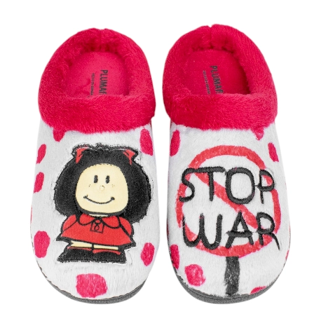 Zapatillas Descalzas Planas de Casa Rojo Estampado Maffy Plumaflex 12281