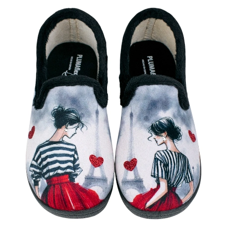 Zapatillas Plumaflex cerradas negro estampadas Chica Parque Paris 12215
