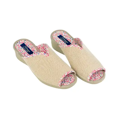 Zapatilla Casa Mujer Verano Abierta Lino Cuña J.Ortega 3217