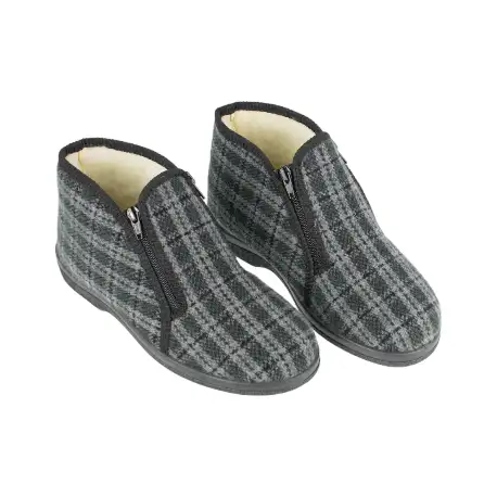 Zapatillas de Andar por Casa Super Comodas de bota Invierno Gris con Cremalleras Doctor Cutillas 21251