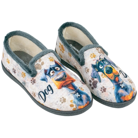 Zapatillas Plumaflex Cerradas Gris Casa Dog 12228