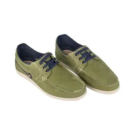 Zapatos Náutico de Hombre Verano Marrón y Verde Piel Nobuk Luisetti 37201 NO