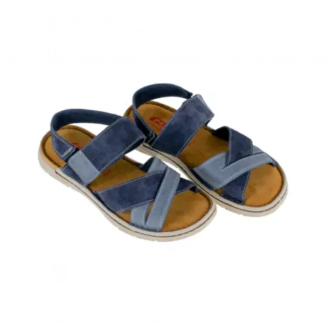 Sandalias de Piel Hombre Cruzada Velcro Zen 679005