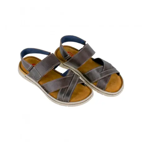 Sandalias de Piel Hombre Cruzada Velcro Zen 679005